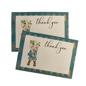 Thank You Cards, Bohemian Cards, Girly Thank You Card, Customizable  Card